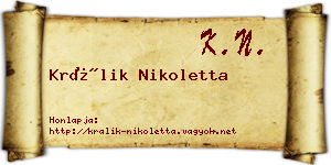 Králik Nikoletta névjegykártya